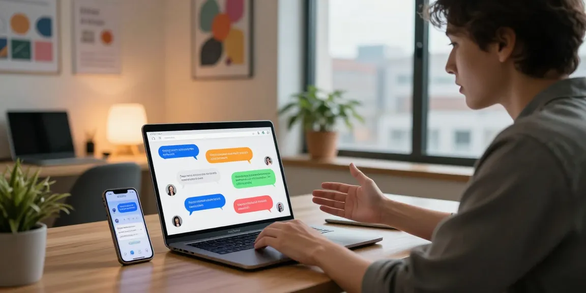 User engaging with spicy chat ai chatbot in a modern workspace setup